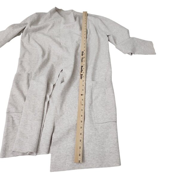 The Reset R Label Sweater Cardigan Medium Gray Open Front Longline Soft Long - Picture 10 of 11